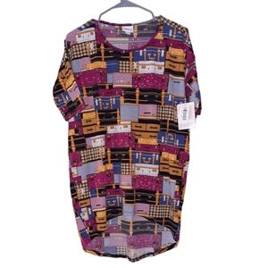 New Lularoe Irma Simply Comfortable Top Hi Low Tunic Shirt Size XXS Fushia Gold